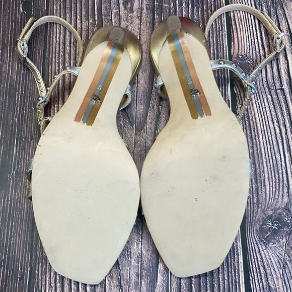 SAM EDELMAN Silver/Gold Leather Lennox Sandal 8M - Picture 6 of 11